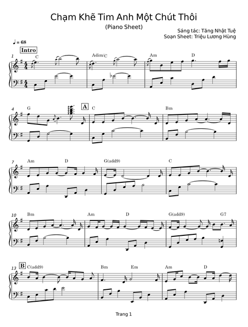 Chạm Khẽ Tim Anh Một Chút Thôi - Tăng Nhật Tuệ