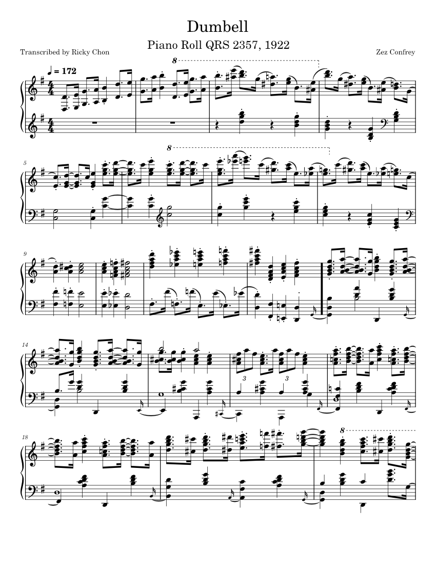 Dumbell (1922) – Zez Confrey Sheet Music for Piano (Solo