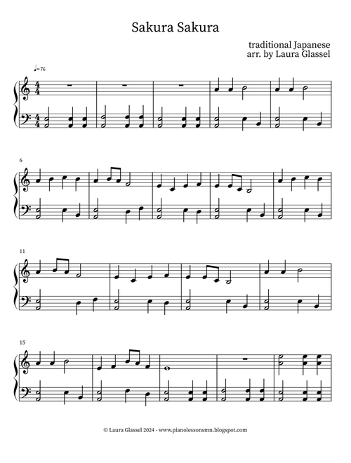 Sakura Sakura (Arr. Laura Glassel) - Traditional Japanese (Piano Solo)