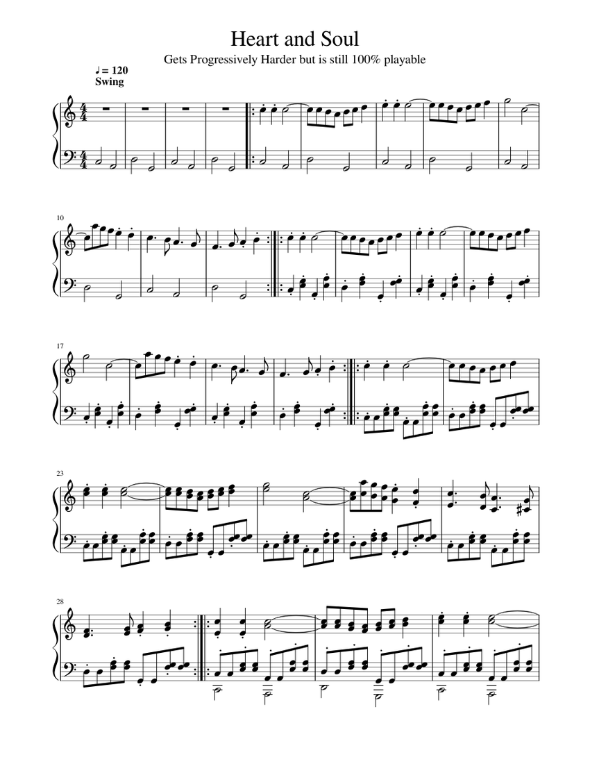 Heart and Soul (Gets Progressively Harder but is still 100