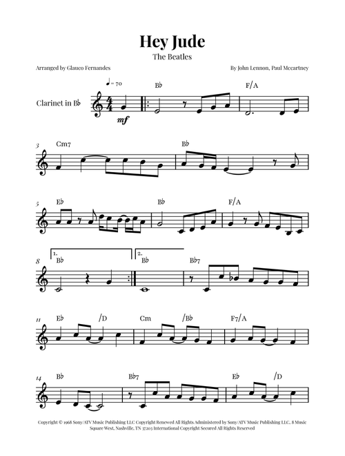 Hey Jude (Arr. Glauco Fernandes) - The Beatles (Clarinet Solo)