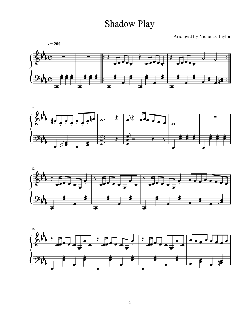 Shadowplay Sheet music Piano (Solo) |