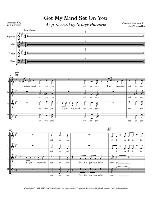 Got My Mind Set On You (Arr. D.R.FLYNT) - George Harrison (Choral, SATB)