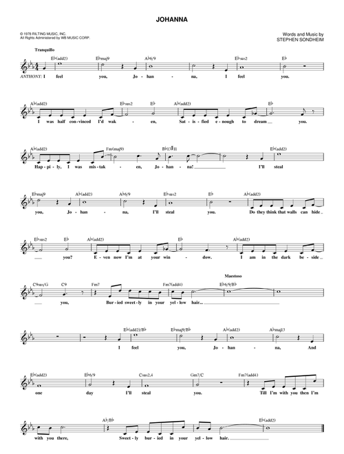 Johanna - Stephen Sondheim (Lead Sheet - Fake Book)