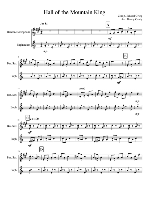 In The Hall of the Mountain King- Baritone Sax and Euphonium Duet