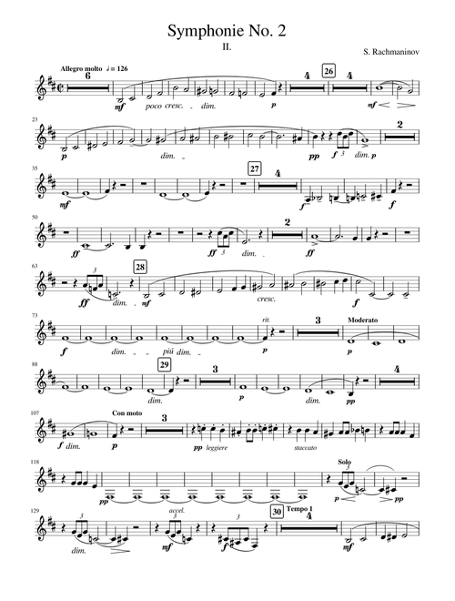 Rachmaninoff, Symphony No. 2, II. Allegro Molto (Bass Clarinet in B)