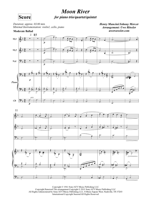Moon River (Arr. Uwe Roessler / Rössler / Rassler) - Andy Williams (String Ensemble)