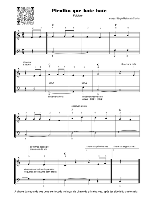Pirulito que bate bate - Fase1 (Arr. Sérgio Matias da Cunha) (Easy Piano)