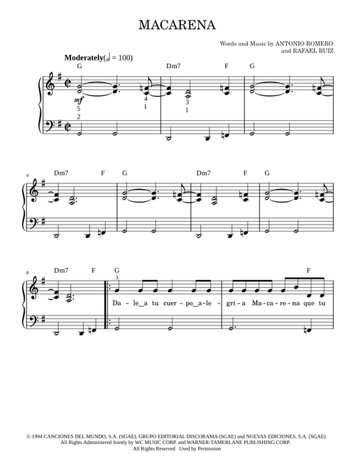 Macarena - Los Del Rio (Easy Piano)