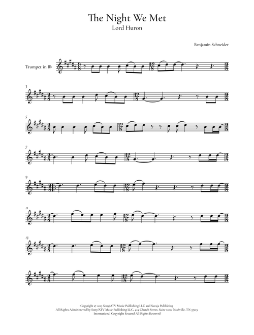 The Night We Met (Arr. Phee) - Lord Huron (Trumpet Solo)