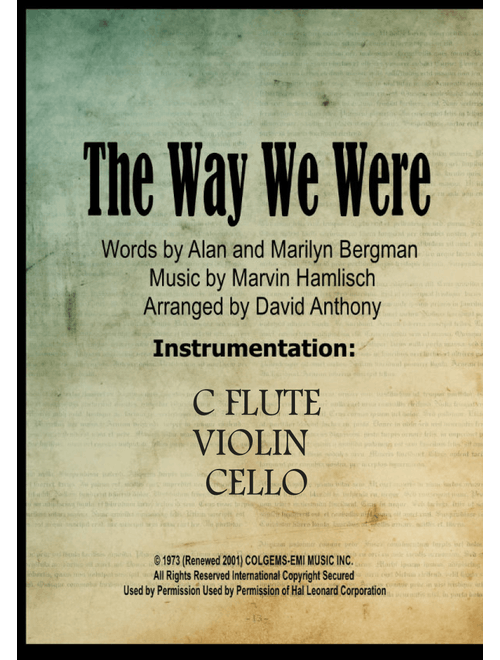 The Way We Were (Arr. David Anthony) - Barbra Streisand (Small Ensemble)