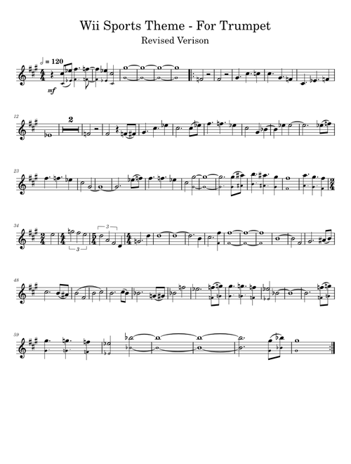 Wii Sports Theme – For Trumpet