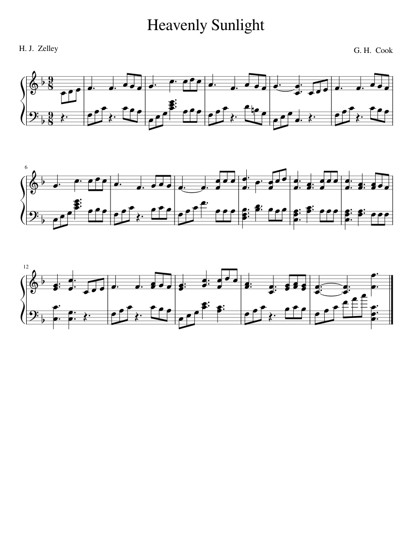 Heavenly sunlight george h cook heavenly sunlight harp piano