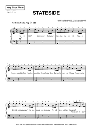 Play Official version of Stateside Sheet Music by Zara Larsson ...