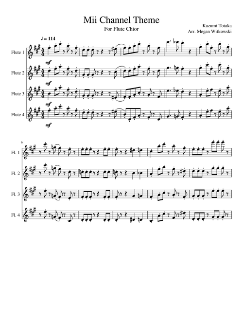 Mii Channel Theme For Flute Choir