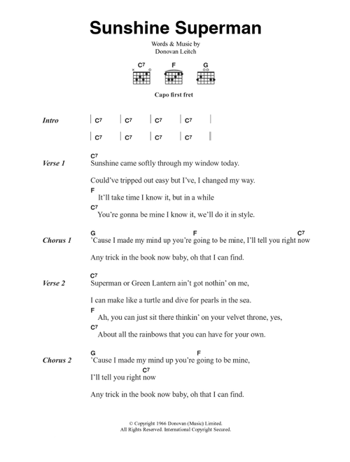 Sunshine Superman - Donovan (Guitar Chords-Lyrics)
