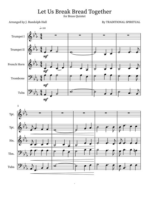 Let Us Break Bread Together (Arr. J. Randolph Hall) - Traditional Spiritual (Small Ensemble)