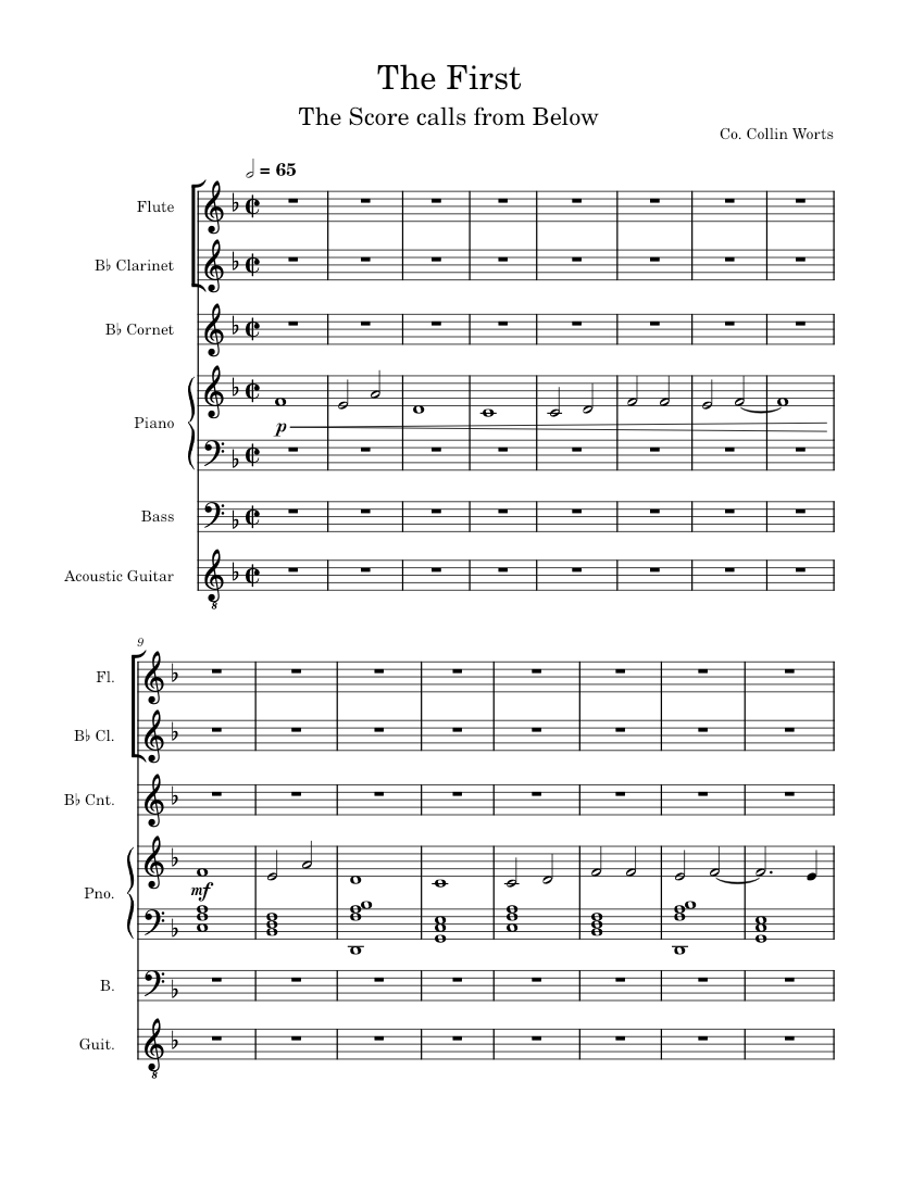 The First Sheet music for Piano, Bass voice, Cornet, Flute & more ...