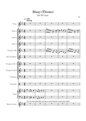 Bluey Musical Notes Bluey Theme Song – Unknown author Sheet Music for Clarinet other (Solo ...