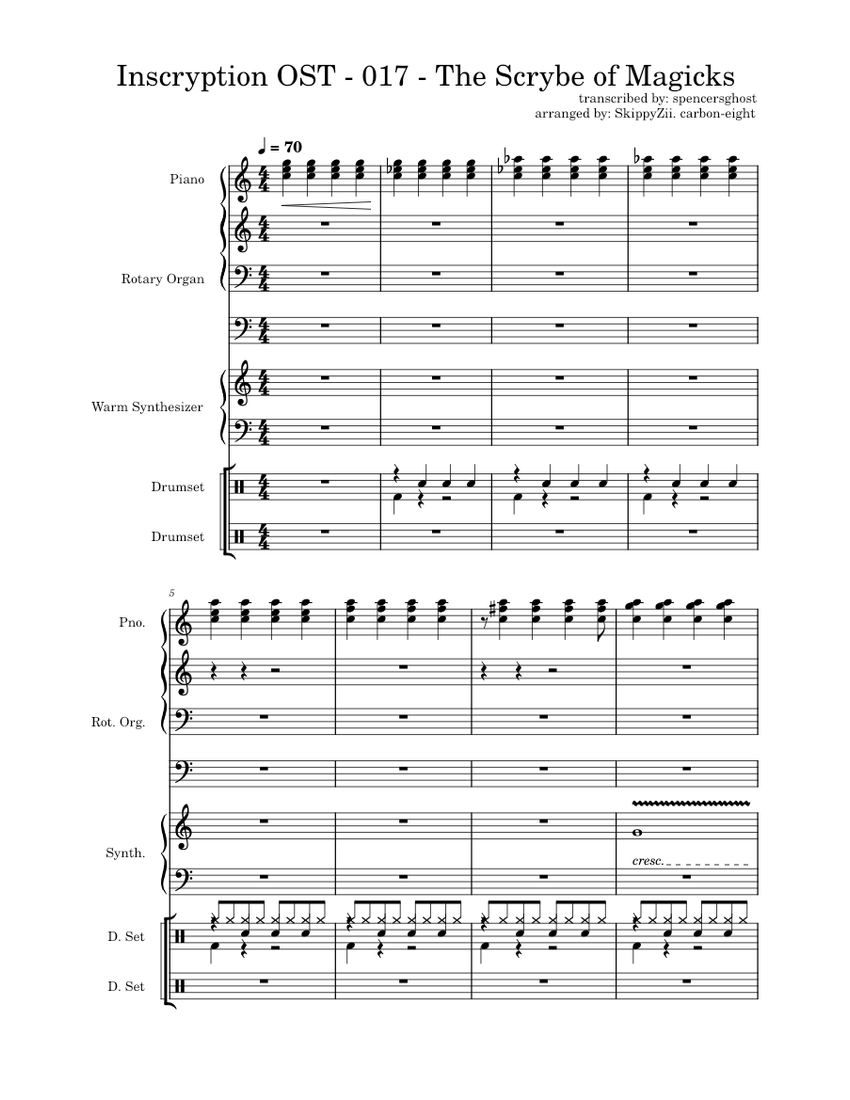 Inscryption OST - 017 - The Scrybe of Magicks Sheet Music for Piano ...