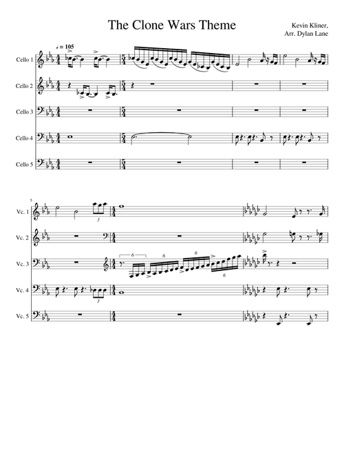 The Clone Wars Outro Theme (5 cello parts)
