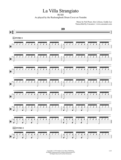 La Villa Strangiato (Arr. Realsongbook) - Rush (Drums)