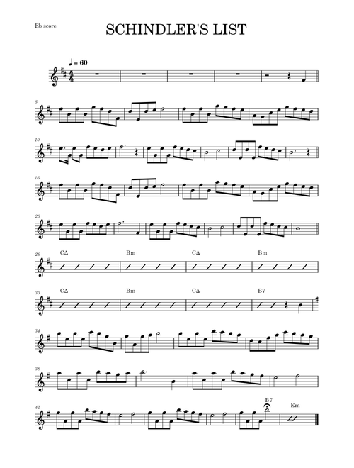 Schindler's List Theme – John Williams (ALTO SAX RMK)