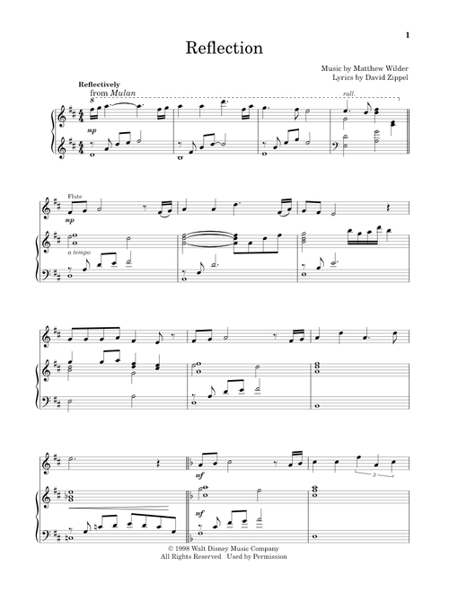 Reflection (from Mulan) - Christina Aguilera (Flute and Piano)