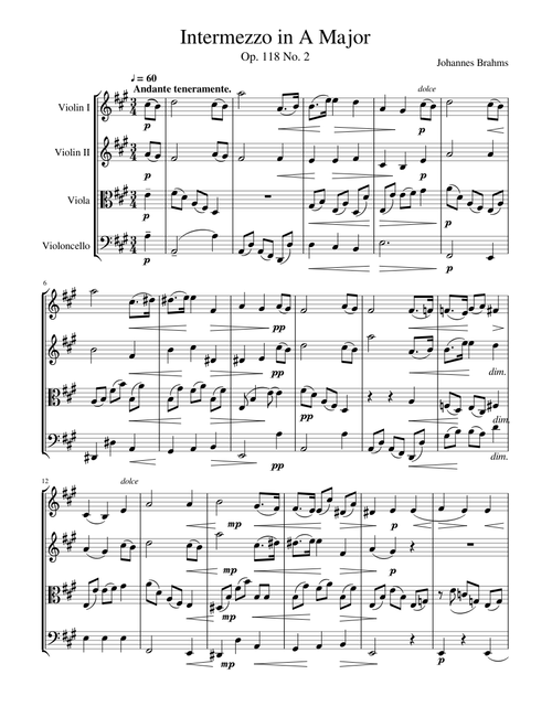 6 Klavierstücke, Op.118 – Johannes Brahms Intermezzo in A Major, Op 118, No. 2 – Johannes Brahms