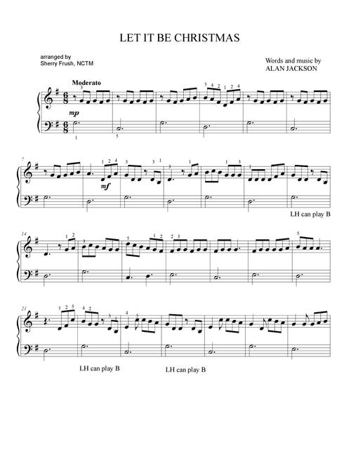 Let It Be Christmas (Arr. Sherry Frush, NCTM) - Alan Jackson (Easy Piano)