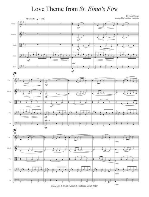 Love Theme From "st. Elmo's Fire" (Arr. Matthew Naughtin) - David Foster (String Ensemble)