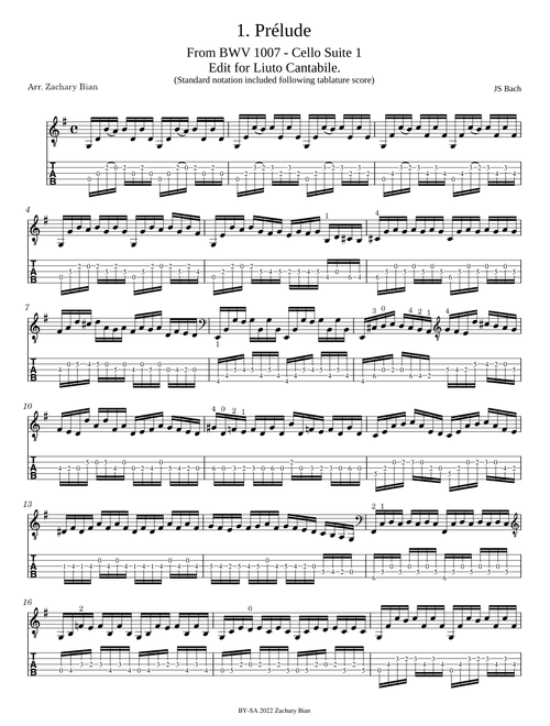 Prelude from Cello Suite No.1 in G Major, BWV 1007 - Liuto Cantabile