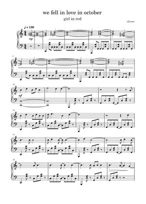 We fell in love in october – girl in red Sheet Music for Piano (Solo ...