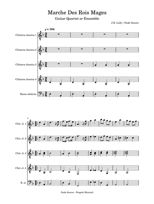 La Marche des Rois Mages - Guitar Quartet or Ensemble (Arr. Onde SOnore) (Guitar Ensemble)