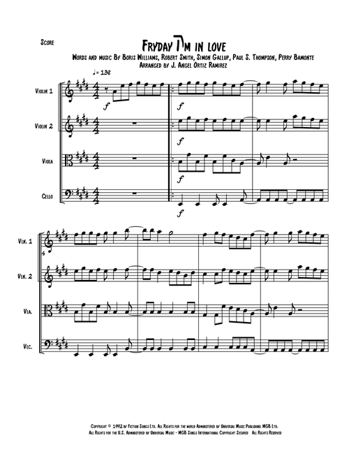 Friday I'm In Love (Arr. José angel Ortiz ramirez) - The Cure (String Quartet)
