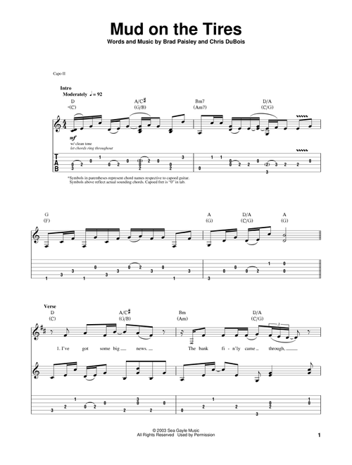 Mud On The Tires - Brad Paisley (Guitar Tab Play-Along)