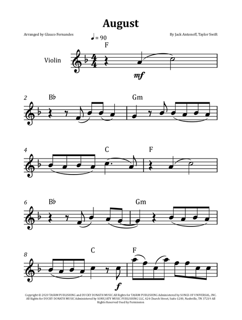 August (Arr. Glauco Fernandes) - Taylor Swift (Violin Solo)