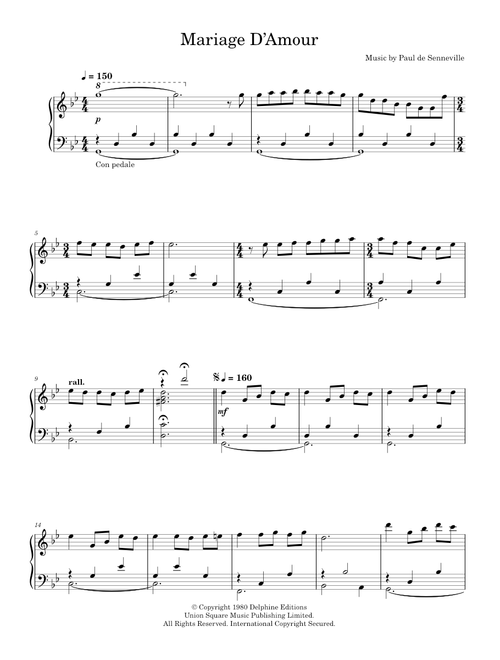 Mariage D'amour - Richard Clayderman (Piano Solo)