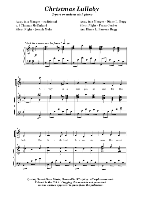 Christmas Lullaby (Arr. DLB) (Choral, 2-Part)