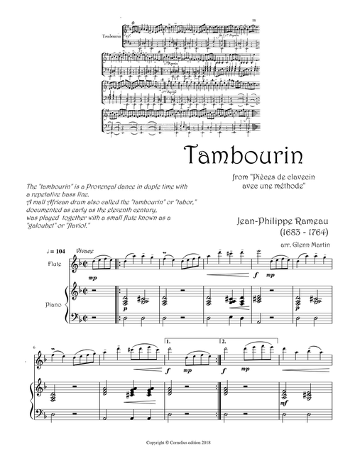 Jean-Philippe Rameau Tambourin Flute and Piano accompaniment (Arr. Glenn Martin) - Emmanuel Pahud (Flute and Piano)