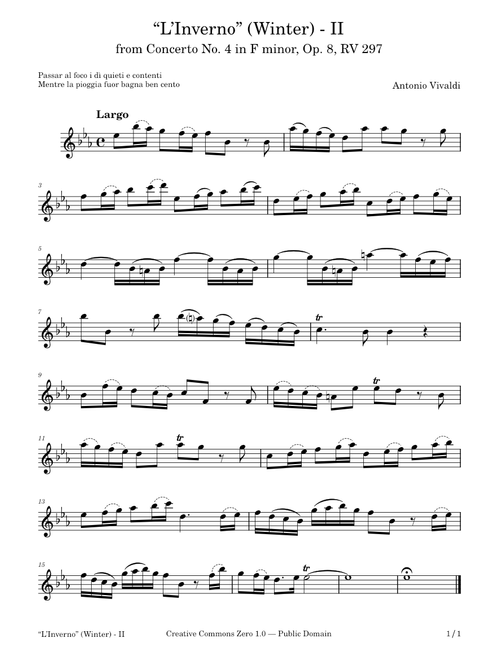 L'Inverno (Winter) - II - Solo for Flute or Violin