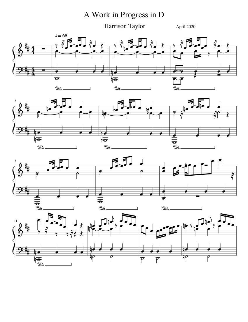 A Work in Progress in D Sheet Music for Piano (Solo) easy | MuseScore.com