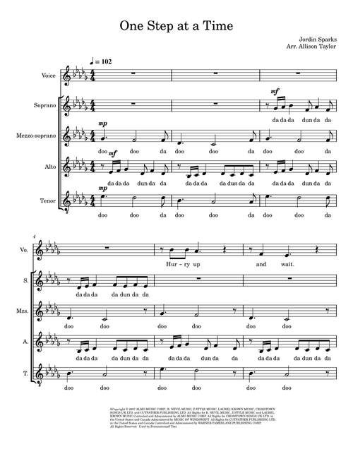 One Step At A Time (Arr. Allison Taylor) - Jordin Sparks (Choral, SSA)