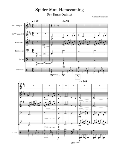Spider-Man Homecoming For Brass Quintet - Michael Giacchino
