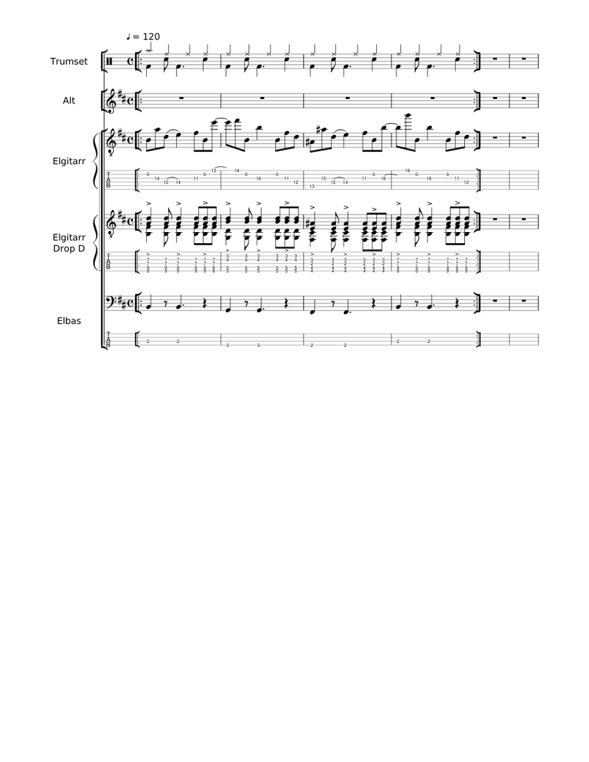 Pink Sheet music for Alto, Guitar, Bass guitar, Drum group (Mixed