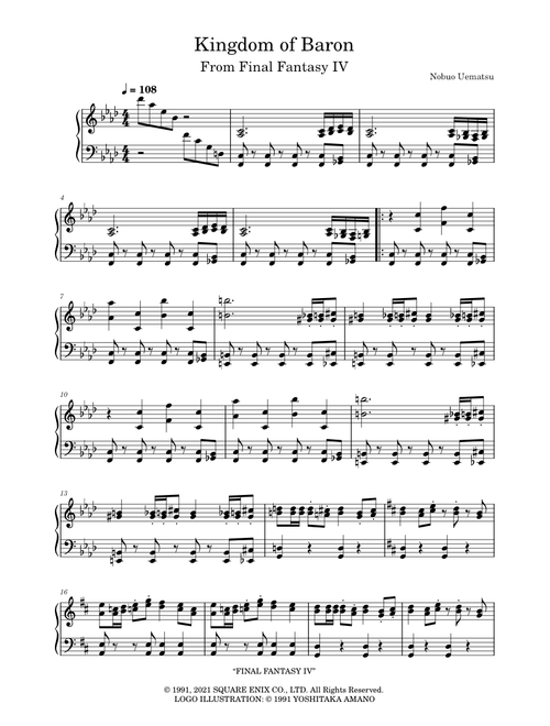 Final Fantasy IV solo piano arrangements sheet music by