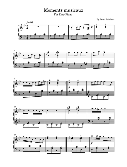 Moments musicaux,Franz Schubert,For Easy Piano (Arr. poon) (Easy Piano)