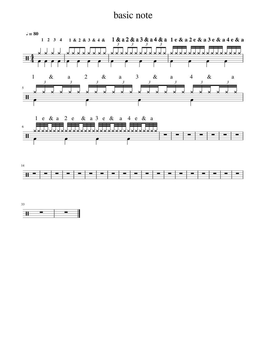 basic note Sheet Music for Drum group (Drum Corps (Modern)) | MuseScore.com