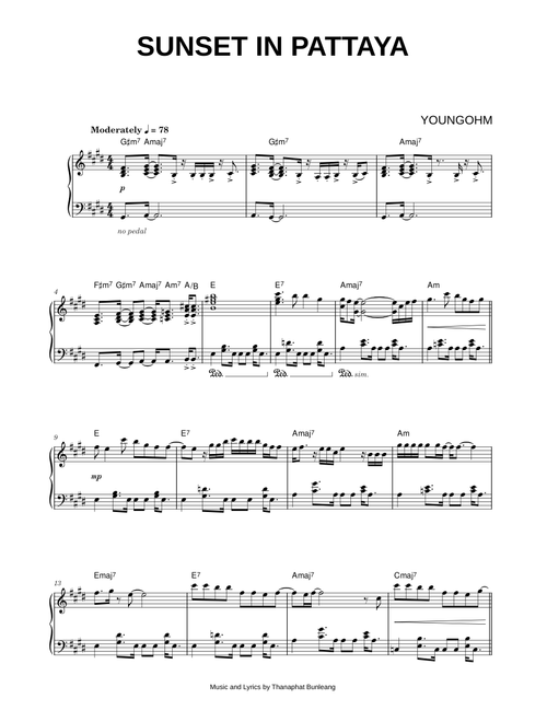 Sunset In Pattaya - YOUNGOHM (Piano)