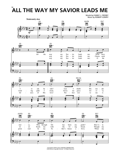 All The Way My Savior Leads Me - Fanny J Crosby, Robert Lowry (Piano-Vocal-Guitar)